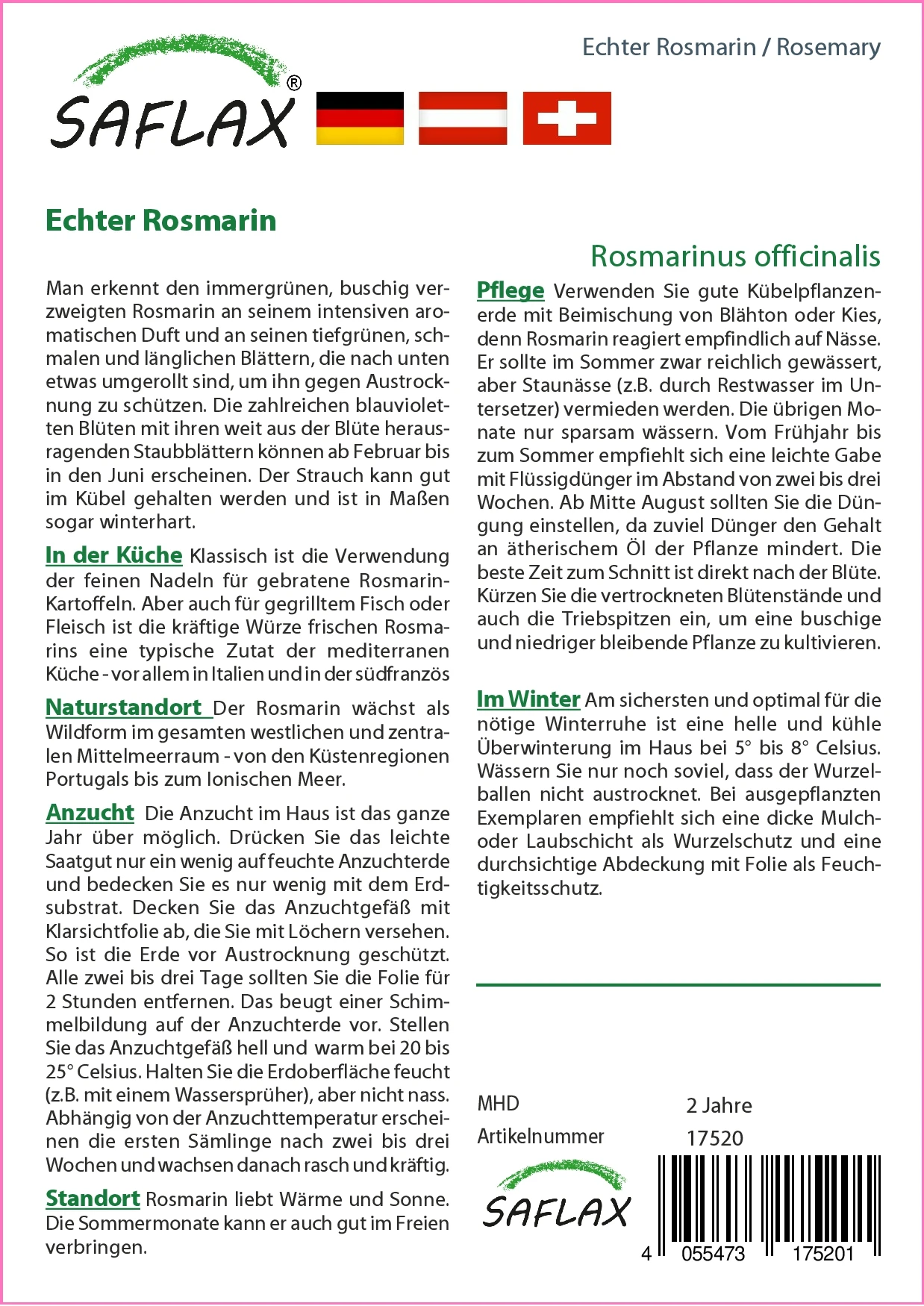 Echter Rosmarin | Rosmarinsamen Von Saflax – Bild 2